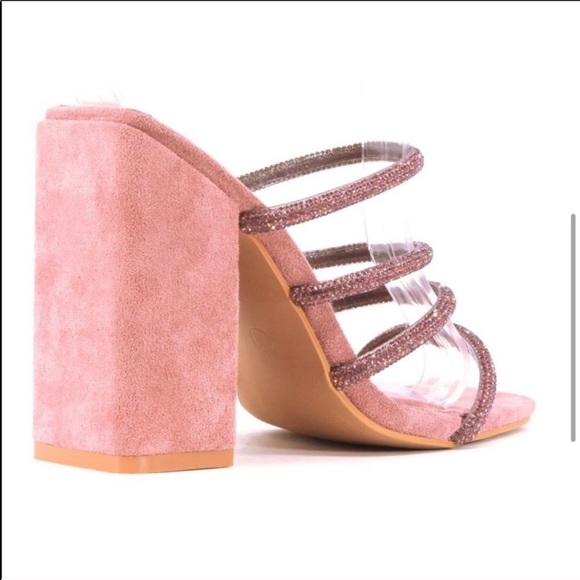 ‼️CLOSET CLOSING‼️Faux Suede Chunky Heel w/ Rhinestone Straps - Picture 6 of 6